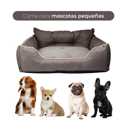 Cama Para Mascota 50x40x18cm Marrón + Abrigo Negro Para Mascotas 25cm_3