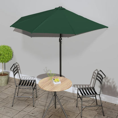 Vidaxl Sombrilla De Balcón Semicircular Palo Aluminio Verde 270x144cm_1