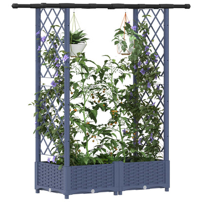 Cama Elevada Con Trellis Y Techo Gris 122,5 X 40 X 121 Cm Pp_2
