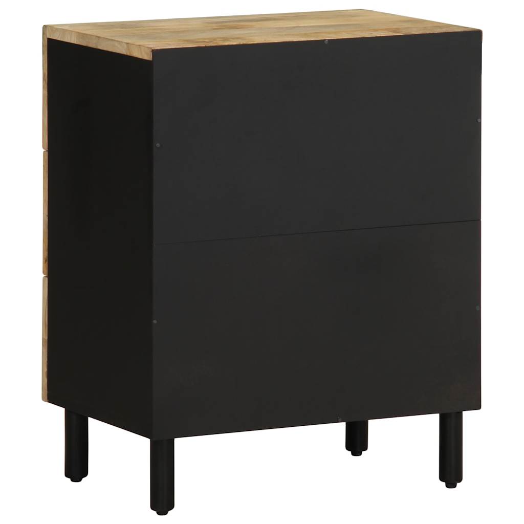 Mesita De Noche Madera Maciza De Mango Rugosa Negro 50x33x62 Cm_3