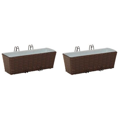 Barandilla 2 Uds. Marrón 50 X 17 X 17 Cm Metal_0