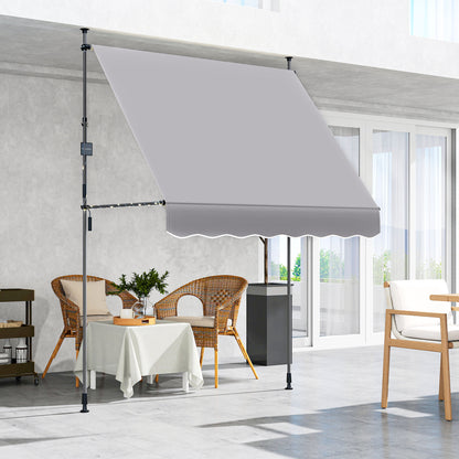 Outsunny Toldo Manual Retráctil Altura Ajustable Con Manivela 210-310 Cm Gris_3