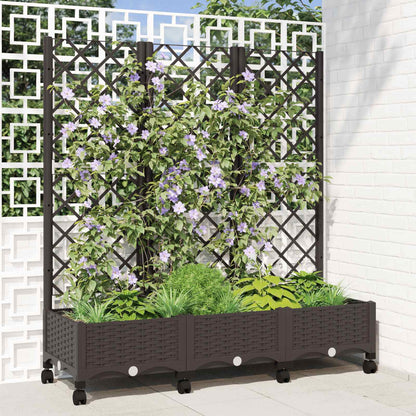 Jardinera Con Enrejado Y Ruedas Marrón 120 X 40 X 131,5 Cm Pp_1