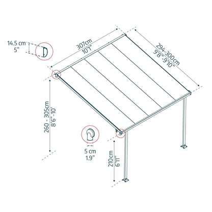 Pérgola anexa Feria 307x294 cm 