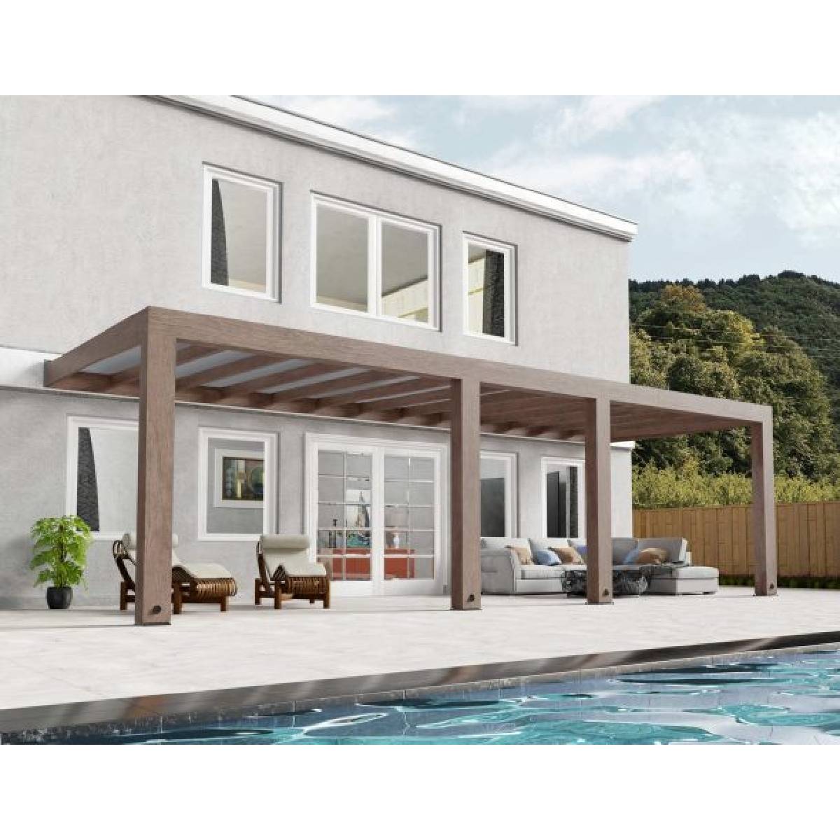 Pérgola anexa em madeira de cedro de Helsínquia 300x860 cm Canopia