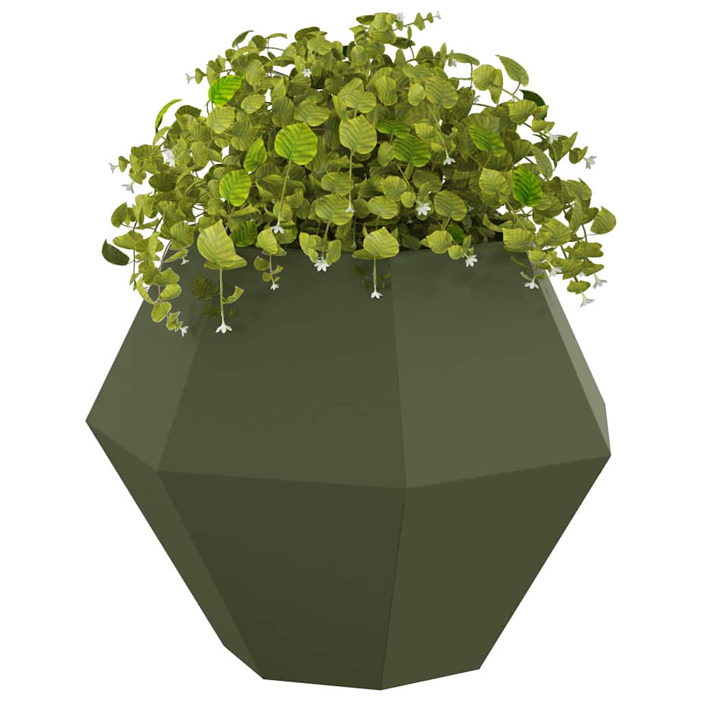 Jardinera 2 Uds. Verde Oliva 75 X 75 X 60 Cm Acero_2