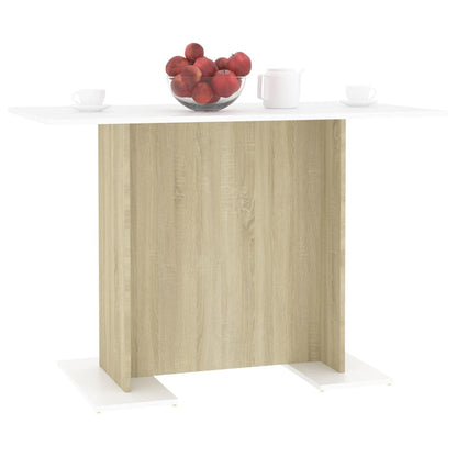 Mesa De Comedor Madera Contrachapada Blanco Roble 120x60x76 Cm_3