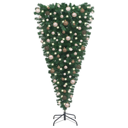 Vidaxl Árbol De Navidad Artificial Invertido Con Luces Y Bolas 210 Cm_0