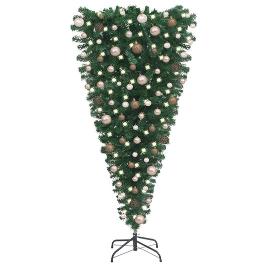 Vidaxl Árbol De Navidad Artificial Invertido Con Luces Y Bolas 210 Cm_0