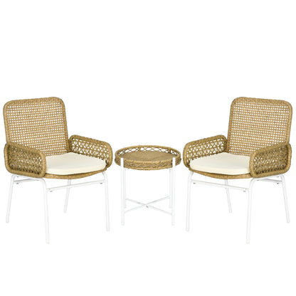 Outsunny Conjunto De Mesa Y Sillas De Jardín Exterior De 3 Piezas Natural_0