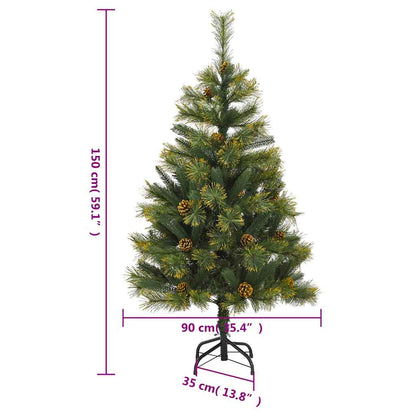 Vidaxl Árbol De Navidad Artificial Con Bisagras 150 Led Y Bolas 150 Cm_2