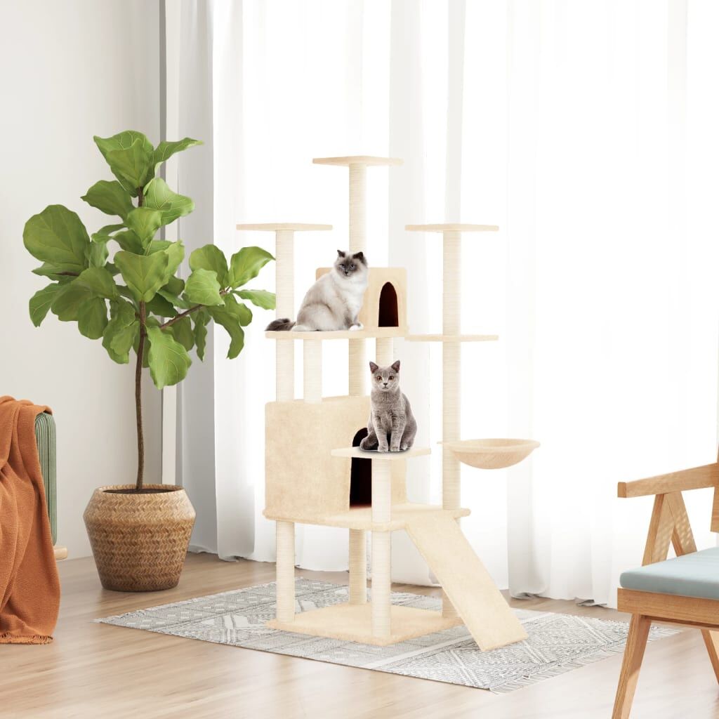 Vidaxl Rascador Para Gatos Con Postes De Sisal Crema 154 Cm_1
