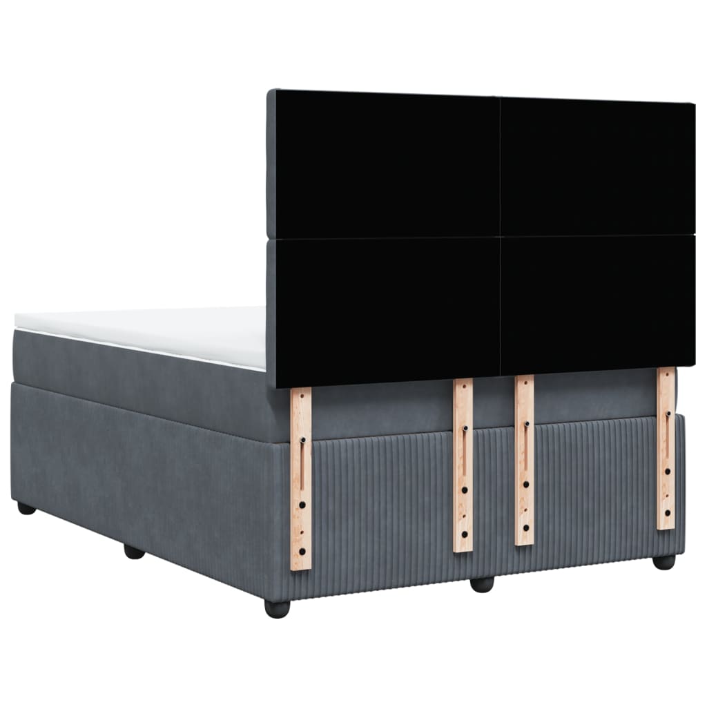 Cama Box Spring Con Colchón Terciopelo Gris Oscuro 140x190 Cm / Vetonek_3