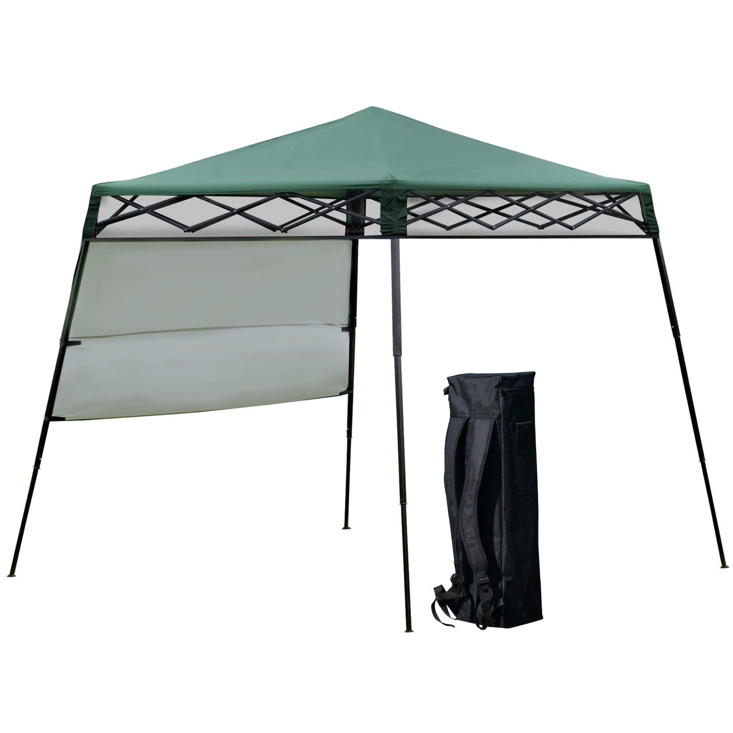 Outsunny Carpa Plegable 2,2x2,2x2m Con Lateral Y Protección Uv 50+ De Acero_0