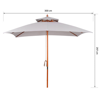 Outsunny Sombrilla De Jardín 3x3x3 M Con Doble Techo Sistema De Polea Gris_2