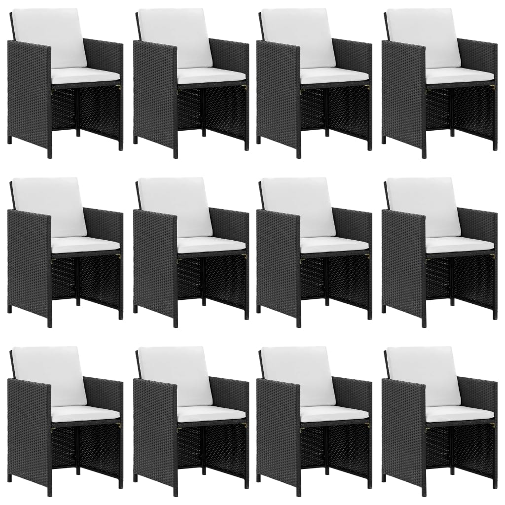 Vidaxl Set Comedor De Jardín 13 Piezas Y Cojines Ratán Sintético Negro_5