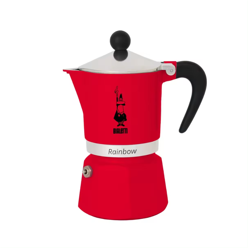 Cafetera Italiana Bialetti Rainbow Aluminio, Negro, Rojo_0