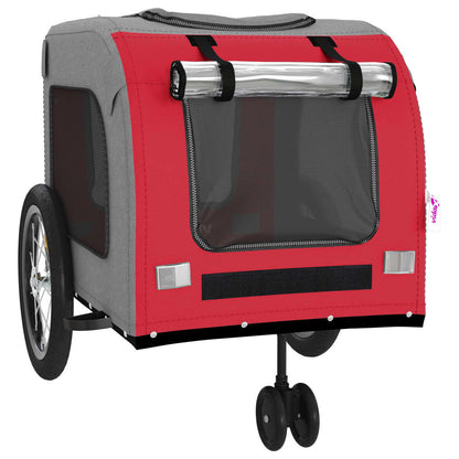 Remolque De Bicicleta Mascotas Hierro Tela Oxford Rojo Gris_4
