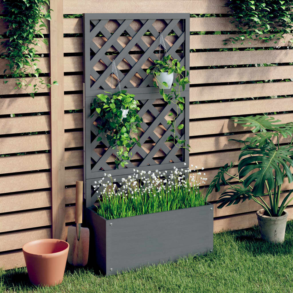 Jardinera Con Enrejado Gris Wpc 65x33x135 Cm_1