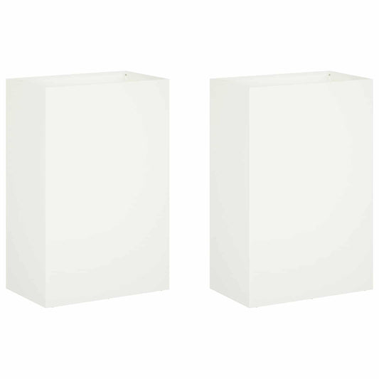 Macetero De Jardín 2 Uds. Blanco 40 X 30 X 75 Cm_0