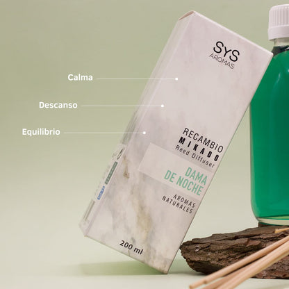 Recambio Mikado Dama de Noche 200 ml con Varillas | Aroma Floral Intenso | Refill Difusor | Larga Duración_2