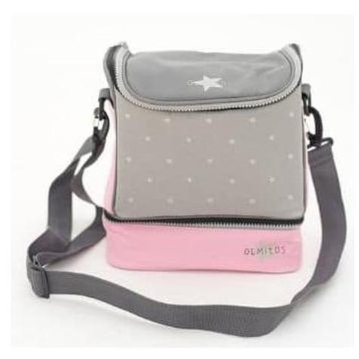 Bolsa Isotérmica Stars Cinza Base Rosa