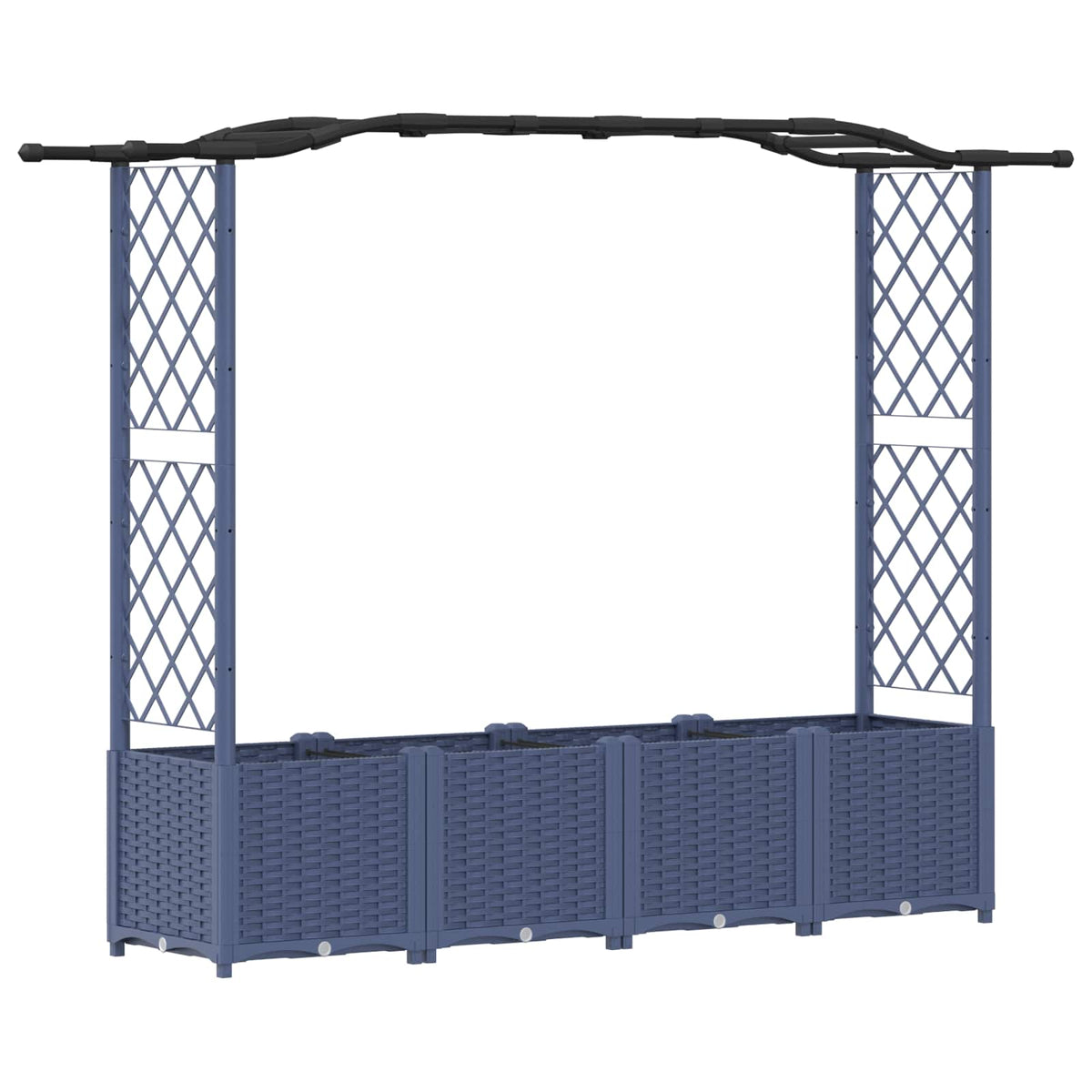 Cama Elevada Con Trellis Y Techo Gris 204 X 40 X 138 Cm Pp_0