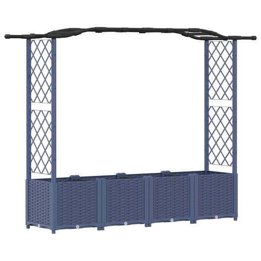 Cama Elevada Con Trellis Y Techo Gris 204 X 40 X 138 Cm Pp_0