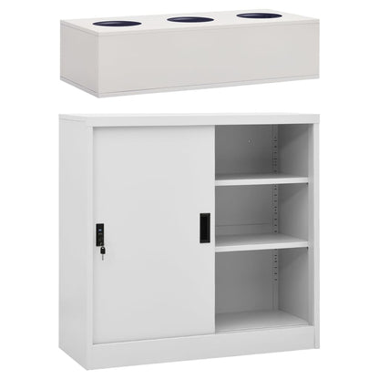 Armario De Puerta Corredera Con Macetero Gris Claro Acero_0