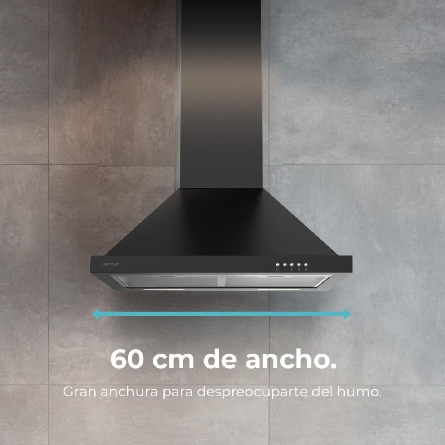 Campana Extractora 60 Cm Piramidal Bolero Flux Pm 606500 Black A. Motor 165w, Acabado Inox, Succión 650m3/h, Control Mecánico, 3 Niveles De Potencia_3
