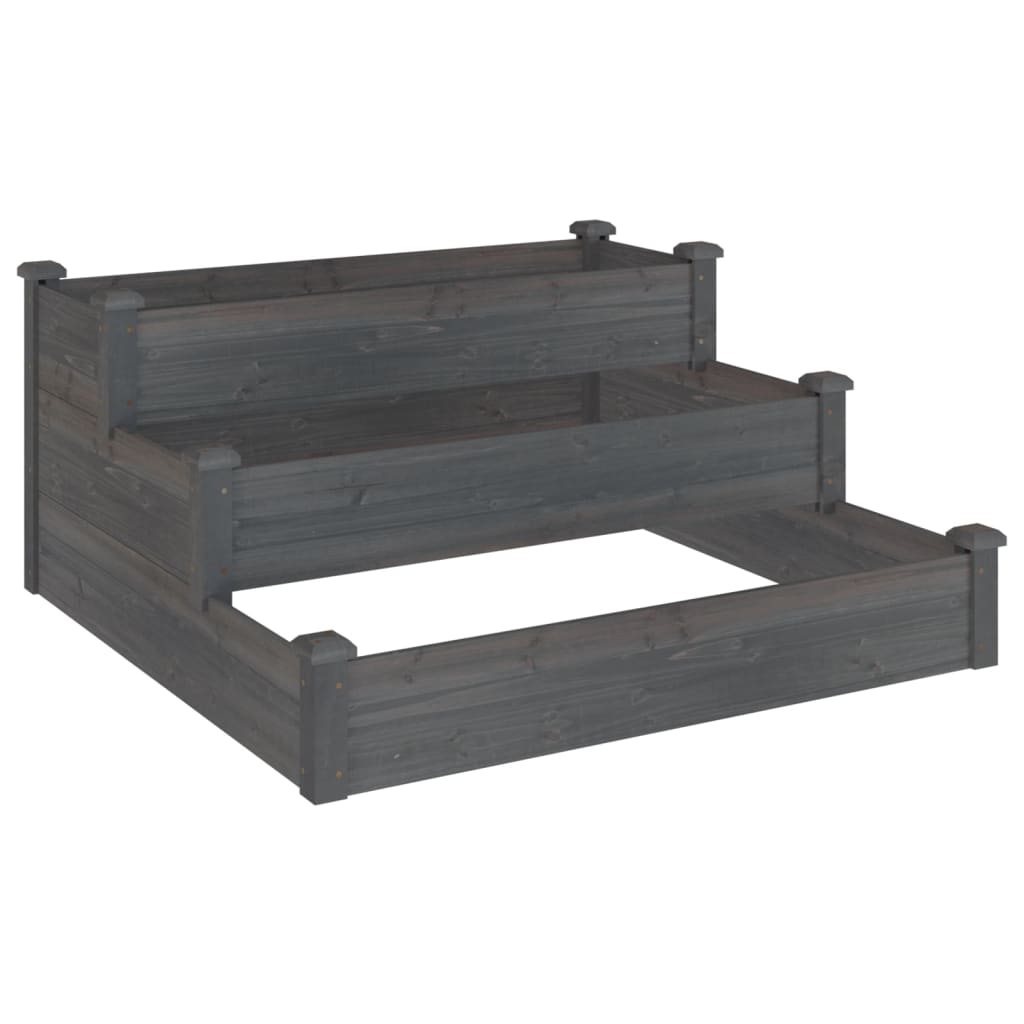 Jardinera Arriate Madera Maciza De Abeto Gris 120x120x56 Cm_0