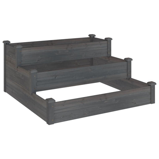 Jardinera Arriate Madera Maciza De Abeto Gris 120x120x56 Cm_0