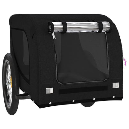 Remolque De Bicicleta Mascotas Hierro Tela Oxford Negro_3