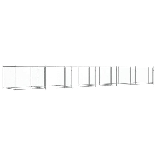 Jaula De Perros Con Puertas Acero Galvanizado Gris 12x2x1,5 M_0