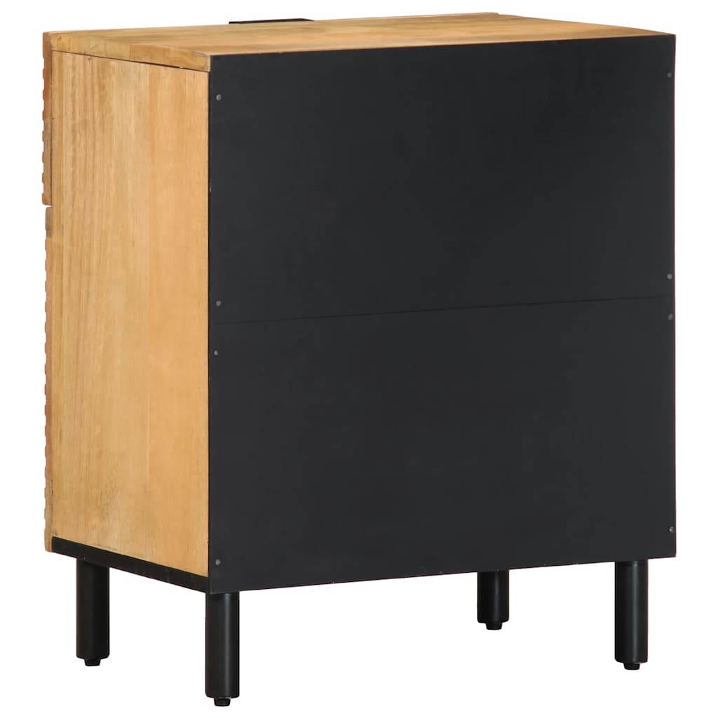Mesita De Noche Madera Maciza De Mango 50x33x60 Cm Marrón_3