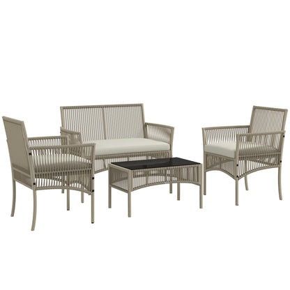 Muebles De Jardín Outsunny Acero, Ratán Caqui 100x56x80 Cm_0