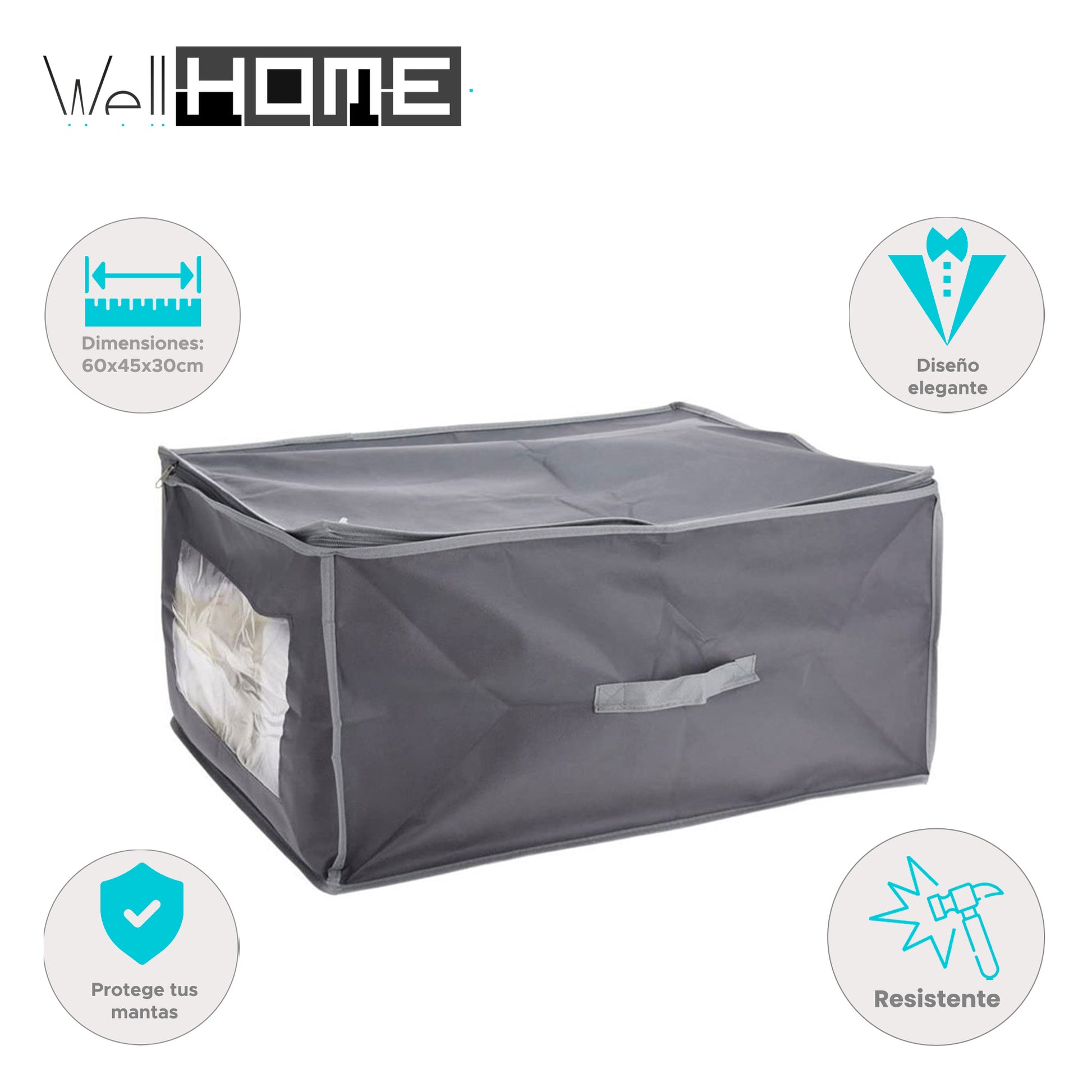 Well Home Funda Protectora Para Manta No Tejida De Alta Calidad En Gris Oscuro Con Ribete Gris Claro_1