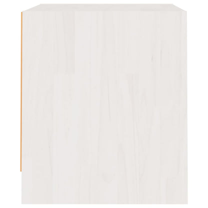Mesita De Noche Madera Maciza De Pino Blanca 40x30,5x35,5 Cm_3