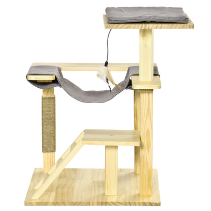Pawhut Árbol Rascador Para Gatos De Madera Altura 65 Cm Para Interior Y Exterior_4