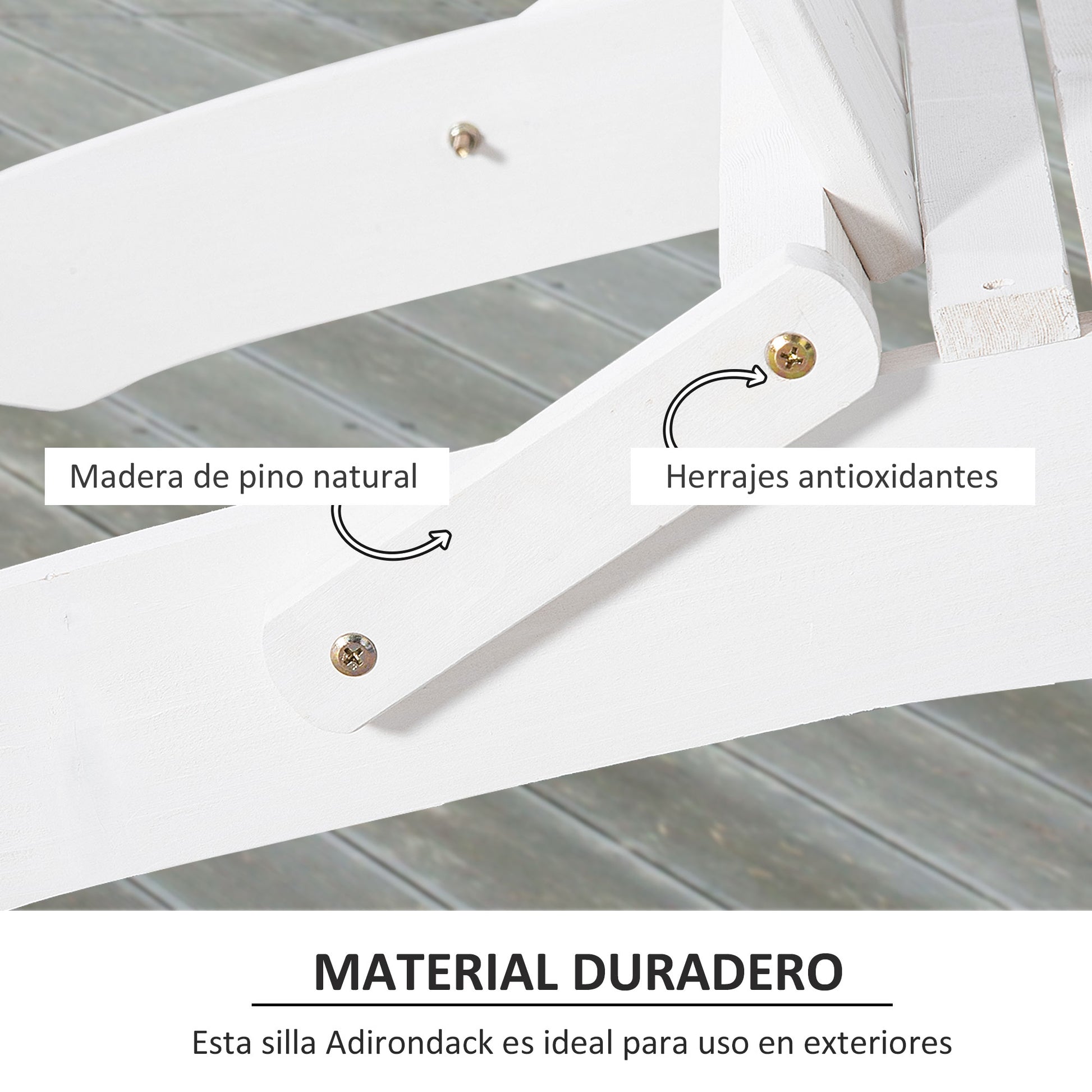 Outsunny Silla Adirondack Madera Plegable Con Reposabrazos Respaldo 73x88x93 Cm_5