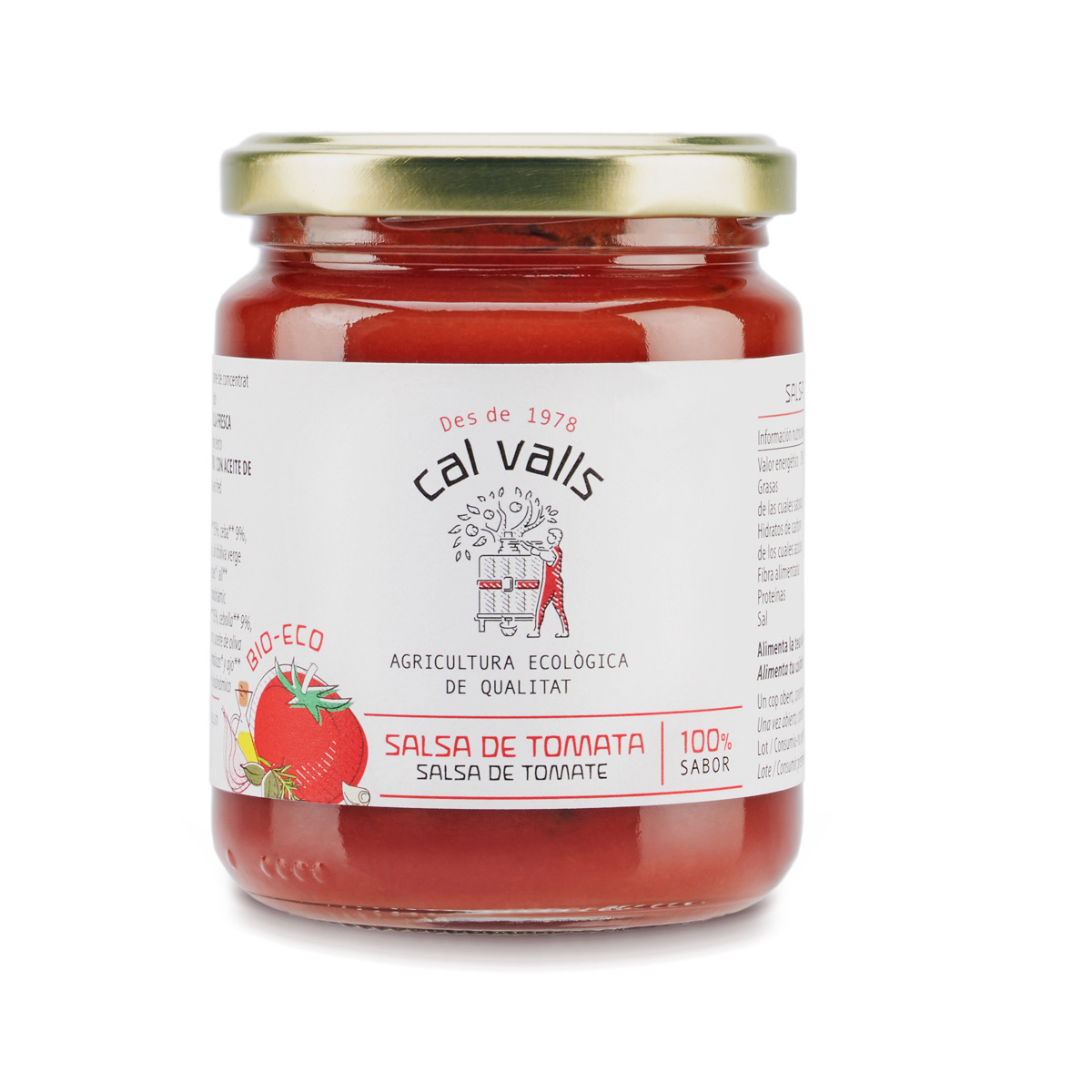 Molho de tomate biológico Cal Valls, 290 g