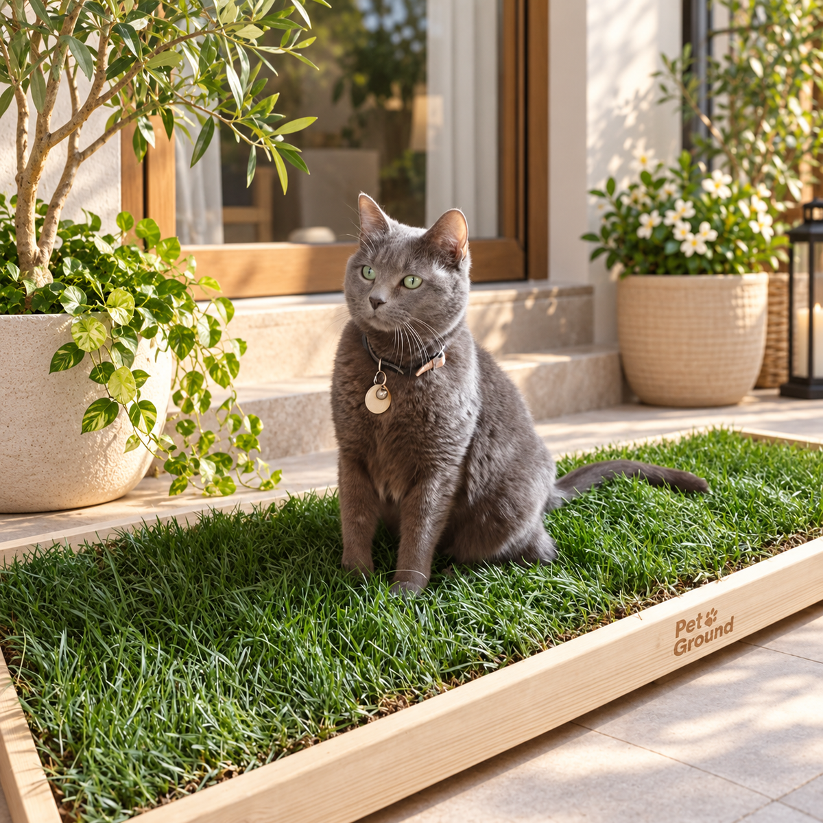 Petground, Cama de Césped Natural Para Gatos, Caja De Madera, Accesorio, Mueble Xl: 122 X 42 Cm_2