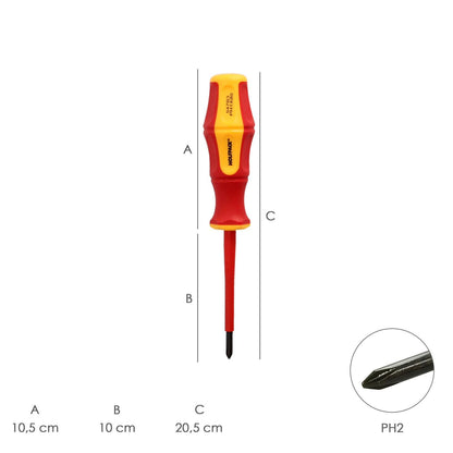 Destornillador Phillips Aislado Certificado Vde 1.000 V. Medida Ph 2 - 6,0 X 100 Mm. Destornillador Seguridad Electricista