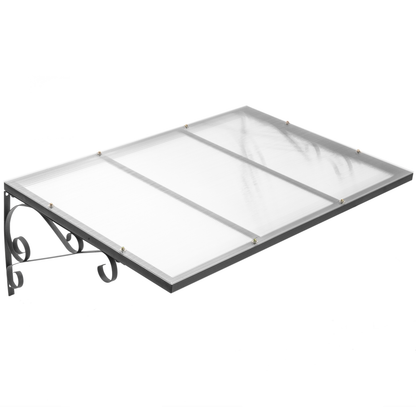 Tejadillo De Protección 120 X 100 Cm Clásico Marquesina Para Puertas Y Ventanas Con Soporte De Acero Negro_0