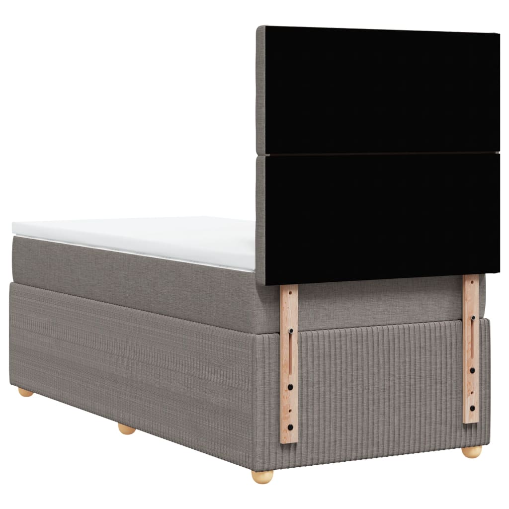 Cama Box Spring Con Colchón Tela Gris Taupe 90x200 Cm / Vetonek_5
