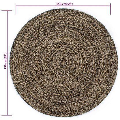 Alfombra Hecha A Mano De Yute Negra Y Natural 150 Cm / Vetonek_1