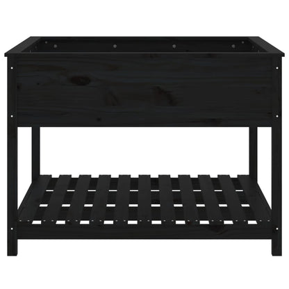 Jardinera Con Estante Madera Maciza Pino Negro 111,5x111,5x81cm_4