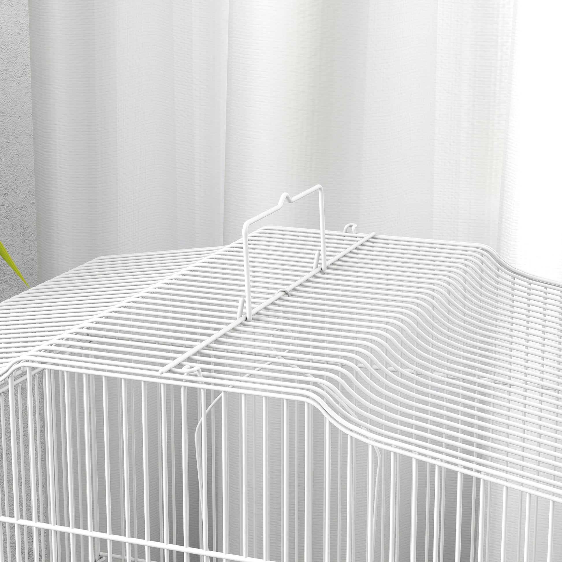 Pawhut Jaula Para Pájaros Con Puertas Comederos Y Bandeja 46,5x36x59 Cm Blanco_4