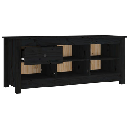 Mueble Zapatero De Madera Maciza De Pino Negro 110x38x45,5 Cm / Vetonek_5
