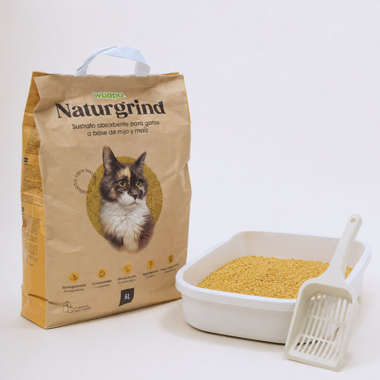 Sustrato Absorbente Wuapu Naturgrind Biodegradable Y Compostable Para Gato 1 U 17'5l_0